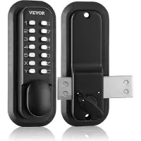 Vevor mekanisk nøkkelfri inngangsdørlås, 14-sifret tastatur, dørlåssett for utendørs port med overflatemontert lås, vanntett sinklegering, tastatur og knott, enkel å installere, for hage, gårdsplass,