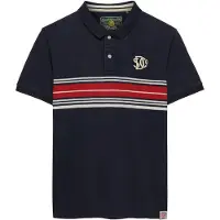 Superdry for man. M1110464A Vintage Stripe navy polo shirt (XL), Casual, Cotton, Short sleeve