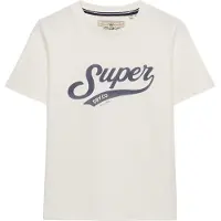 Superdry for woman. W1011869A Varsity Script T-shirt white cream (S), Casual, Cotton, Short sleeve