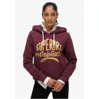 Superdry for woman. W2012570A MFG Original Metallic Purple Hooded Top (M), Casual, Maroon, Cotton