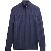 Superdry for man. M6110661B Blue Cotton Classic Cable half-zip sweater (XL), Casual, Navy