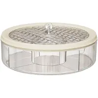 Melitt Transparent Luxury Fruit Plate with Lid Large Capacity Candy Box Divided Snack and Dried Fruit Storage Box