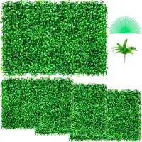 Vevor Kunstig Buksbompanel UV 4 stk. Buksbomhekk Veggpaneler Kunstgress Bakgrunnsvegg 24X16" 4 cm Grønn Gressvegg Falsk Hekk For Dekor Personvern Gjerde Innendørs Utendørs Hage Bakgård
