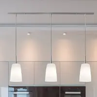 Casablanca hengelampe Mesa, hvit, glass, 3 lyskilder, 100 cm, E27