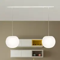 Casablanca hengelampe Acai, hvit, lang, 2 lyskilder, Ø 26 cm, E27