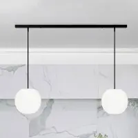 Casablanca hengelampe Acai, hvit/svart, lang, 2 lyskilder, 21 cm