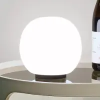 Casablanca bordlampe Acai, hvit/svart, glass, Ø 16 cm, E27