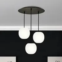 Casablanca hengelampe Acai, hvit/svart, rund, 3 lyskilder, 16 cm