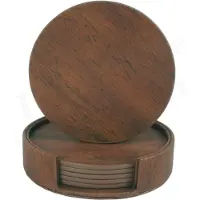 INF Sett med 6 runde PU-skinnunderlag med holdere Brown