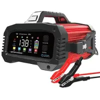 Mtp Products E-FAST TK-2500 Automatisk Batterilader - 25A - Lion, LiFePO4, AGM GEL, Blysyre, 12V/24V - Svart / Rød