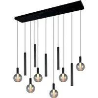 TRIO LED-hengelampe Melaro, lengde 120 cm, svart, metall/glass, 11 lyskilder