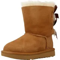 Ugg unisex for kids. 1017394T Bailey Bow II brown leather boots (25), Flat, Suede, None, Casual, children's fashion