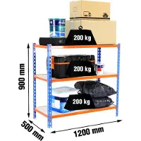 Simonclick Maderclick Megaplus 3/500 900 Metallhylle 900x1200x500 Mm