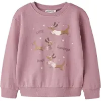Name it Collegegenser - NmfVasacha - Lila/Pølsehunder - - 3 år (98) - Collegegenser