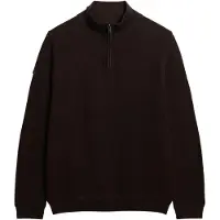 Superdry for man. M6110682A Brown Texture Half Zip Jersey (L), Casual, Cotton