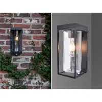 Lutec FLAIR solcelledrevet utendørs vegglampe, svart, 29 cm, sensor, IP44