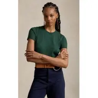 Ralph Lauren for woman. 211971872508 Short sleeve sweater with green round neck (M), Casual, Cotton