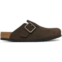 Birkenstock for man. 1032760 Brown Leather Boston Wire Buckle Clogs (Regular Fit) (45), Flat, Nubuck, None, Casual