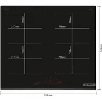 Bosch Serie | 6 PVQ631HC1E - Induksjonskomfyrtopp - 4 plater - Nisje - bredde: 56 cm - dybde: 49 cm - uten ramme, - fasett - svart