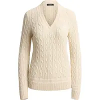 Ralph Lauren for woman. 200888795011 Beige eights knitted cricket jumper (XS), Casual, Cotton, Long sleeve