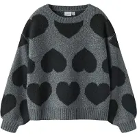 Name it Genser - Strikk - NkfBrena - Dark Grey Melange - - 6 år (116) - Genser