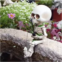 OIMG (1pc, -) 4.3 tommers mini skalle fisker skulptur – Gotisk Halloween dekor