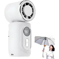 OIMG (White+clip, -) Mini bærbar håndholdt clip vifte – 3-i-1 gjenoppladbar med 5 hastigheter