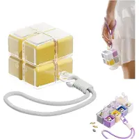 OIMG (Yellow, -) Magic cube magnetisk pilleorganisator – Ukentlig reise pilleboks med stropp