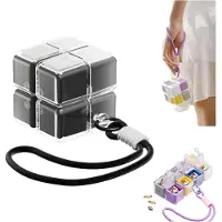 OIMG (Black, -) Magic cube magnetisk pilleorganisator – Ukentlig reise pilleboks med stropp