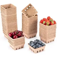 Wella 60 Pack Pulp Fiber Berry Basket, for Strawberry Blueberry Raspberry Grape , Produce Basket Containers