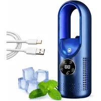 OIMG (Blue, -) 6 hastighet bladløs elektrisk vifte med lys USB personlig tåke vifte med 7-farge nattlys