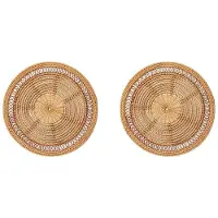 Jojomino 2X Home Woven Wall Basket Natural Boho Home Decor Decorative Rattan Decor Woven Wall Decor Woven Wall Hanging