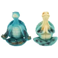 Jojomino Sea Turtle Yoga Figurines Decorations, 2PCS Meditation Yoga Turtle Decor, Garden Meditating Yoga Turtle Figurine