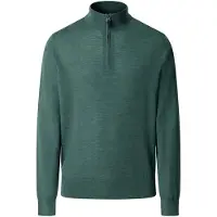 Hackett for man. HM7000205 Ess Merino Hzip zip-up jumper in olive green (L), Casual, Wool, Classic