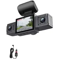 Torribaly Car Dash Cam Video Recorder 3 Lens 24H Parking Monitor Rear View 3 Channel 1080P HD Dash Cam