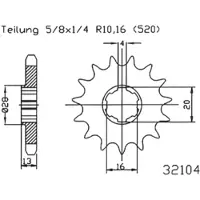 Esjot 520 50-32104-13 Fremre Tannhjul