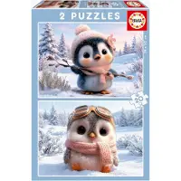 Educa Puslespill - 2x20 Brikker - Søte pingviner - - OneSize - Puslespill