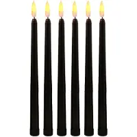 Jojomino Pack of 6 Black LED Birthday Candles,Yellow Flameless Flickering Battery Operated LED Halloween Candles