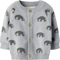 Lil´ Atelier Lil' Atelier Cardigan - Strikk - NbmLulio - Sleet m. Elefanter - - 62 - Cardigan