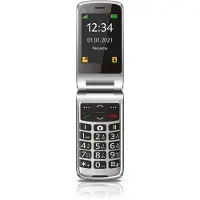 Beafon SL645 - 2G, Silver Line, flip mobiltelefon med store knapper, svart-sølv