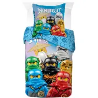 Licens LEGO Ninjago sengetøy - 100 % bomull - Barnesengetøy 140x200 cm - Blått LEGO sengetøy
