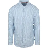 Superdry Skjorte Lin Vacation Azure Blue Stripe Blå Lyseblå Størrelse