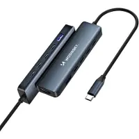 Wozinsky USB-C 6 i 1-hub WHBC10Y4S Multifunksjonell, aluminium, med 25 cm kabel - grå