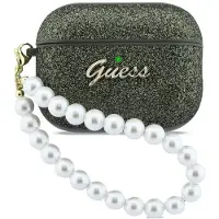 GUESS Glitter Pearl Strap-etui for AirPods Pro 3 - svart og glitter