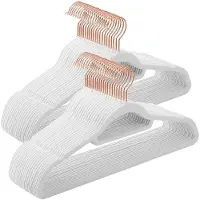 Songmics Fløyelshengere 50-pk - Hvit med roségullfargede detaljer