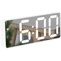 24.Se LED-vekkerklokke med hvite tall - Hvit