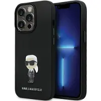 Karl Lagerfeld KLHCP14LSMHKNPK-etui til iPhone 14 Pro - svart silikon Ikonik metallnål