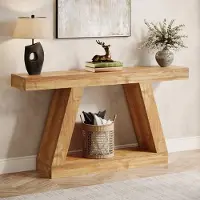 24.Se Relieffbord i tre / konsollbord i bondestil / smalt relieffbord i rustikk design for gang og stue