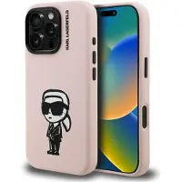 Karl Lagerfeld MagSafe-etui i silikon med Karl Sketch-tegning for iPhone 16 Pro - Rosa