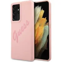 GUESS GUHCS21LLSVSPI S21 Ultra G998 rosa/rosa hardcase Script Vintage